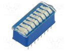 Switch: DIP-SWITCH; ON-OFF; 1A/40VDC; Pos: 2; THT; DIP; Body: blue TE Connectivity
