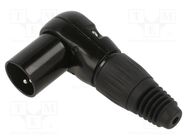 Plug; XLR; male; PIN: 3; angled 90°; for cable; soldering; black CLIFF