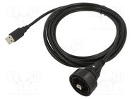 Cable; USB Buccaneer; USB A plug,USB B plug; IP68; 3m BULGIN
