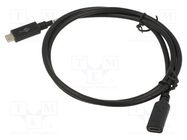 Cable; USB 3.2; USB C socket,USB C plug; nickel plated; 1m; black Goobay