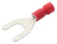 CRIMP TERMINAL, FORK, 6MM, RED, PK100