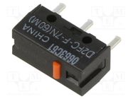 Microswitch SNAP ACTION; 0.001A/6VDC; without lever; SPST-NO OMRON Electronic Components