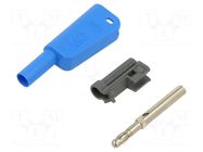 Connector: 4mm banana; 32A; 1kV; blue; nickel plated; soldered STÄUBLI