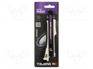 Knife; professional,universal; 18mm; Razar Black Blade® TAJIMA