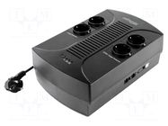 Power supply: UPS; with strip; 390W; 650VA; 230V; Schuko x4; 12h GEMBIRD