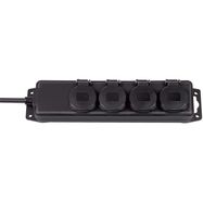 Socket distributor IP44 4-way for use on the construction site and permanent outdoor use 2.00 m Black TYPE F