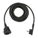 Quality plastic extension cable with flat plug (extension cable flat for indoor use with 5m cable) black