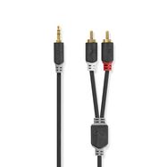 Stereo Audio Cable | 3.5 mm Male | 2x RCA Male | Gold Plated | 1.00 m | Round | Anthracite | Box