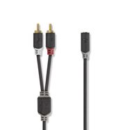 Stereo Audio Cable | 2x RCA Male | 3.5 mm Female | Gold Plated | 0.20 m | Round | Anthracite | Box