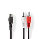 Stereo Audio Cable | 2x RCA Male | RCA Female | Nickel Plated | 0.20 m | Round | Blister