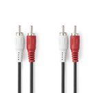 Stereo Audio Cable | 2x RCA Male | 2x RCA Male | Nickel Plated | 1.00 m | Round | Black | Label