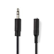 Stereo Audio Cable | 3.5 mm Male | 6.35 mm Female | Nickel Plated | 0.20 m | Round | Black | Envelope