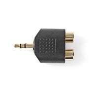 Stereo Audio Adapter | 3.5 mm Male | 2x RCA Female | Gold Plated | Straight | ABS | Black | 10 pcs | Envelope