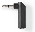 Stereo Audio Adapter 3.5 mm Male | 3.5 mm Female | Nickel Plated | Angled 90° | Metal | Black