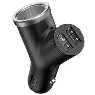 Car Charger 2xUSB 3.4A with Cigarette Lighter Port, Black