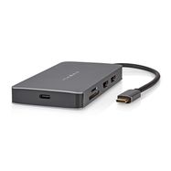 USB Multi-Port Adapter | 7-in-1 | USB 3.2 Gen 1 | USB-C™ Male | Micro SD / RJ45 Female / SD / USB-C™ Female / 2x HDMI™ / 2x USB-A Female | 5 Gbps | 0.20 m | Round | Gold Plated | PVC | Anthracite | Box