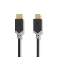 USB Cable | USB 3.2 Gen 1 | USB-C™ Male | USB-C™ Male | 60 W | 4K@60Hz | 5 Gbps | Nickel Plated | 1.00 m | Round | PVC | Anthracite | Window Box