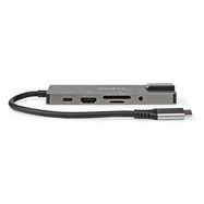 USB Multi-Port Adapter | 10-in-1 | USB 3.2 Gen 1 | USB-C™ Male | HDMI™ Output / RJ45 Female / SD / 2x USB-C™ / 3.5 mm Female / 3x USB-A Female | 5 Gbps | 0.20 m | Round | Gold Plated | PVC | Anthracite | Box