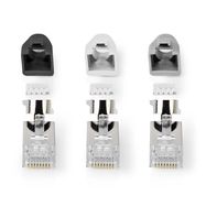 RJ45 Connector | RJ45 Pass Through | Solid/Stranded FTP CAT7 | Straight | Gold Plated | 10 pcs | PVC | Black / Grey / White | Box