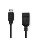 USB Micro-B Adapter | USB 2.0 | USB Micro-B Male | USB-A Female | 480 Mbps | 0.20 m | Round | Nickel Plated | PVC | Black | Box
