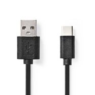 USB Cable | USB 2.0 | USB-A Male | USB-C™ Male | 15 W | 480 Mbps | Nickel Plated | 0.10 m | Round | PVC | Black | Blister