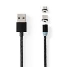 USB Cable | USB 2.0 | USB-A Male | USB Micro-B Male / USB-C™ Male | 10 W | No Data Transfer | Nickel Plated | 2.00 m | Round | Nylon | Black | Box