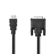 HDMI™ Cable | HDMI™ Connector | DVI-D 24+1-Pin Male | 1080p | Nickel Plated | 2.00 m | Straight | PVC | Black | Label