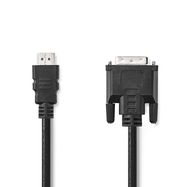 HDMI™ Cable | HDMI™ Connector | DVI-D 24+1-Pin Male | 1080p | Nickel Plated | 3.00 m | Straight | PVC | Black | Label