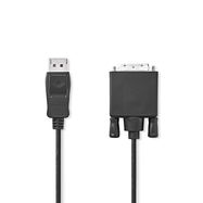 DisplayPort Cable | DisplayPort Male | DVI-D 24+1-Pin Male | 1080p | Nickel Plated | 2.00 m | Round | PVC | Black | Label