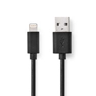 Lightning Cable | USB 2.0 | Apple Lightning 8-Pin | USB-A Male | 480 Mbps | Nickel Plated | 2.00 m | Round | PVC | Black | Label