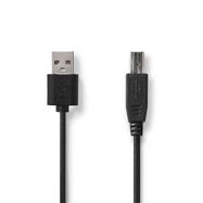USB Cable | USB 2.0 | USB-A Male | USB-B Male | 480 Mbps | Nickel Plated | 3.00 m | Round | PVC | Black | Label