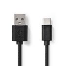 USB Cable | USB 2.0 | USB-A Male | USB-C™ Male | 2.5 W | 480 Mbps | Nickel Plated | 1.00 m | Round | PVC | Black | Label