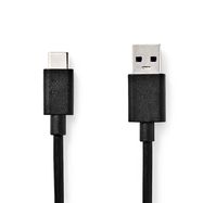 USB Cable | USB 3.2 Gen 1 | USB-A Male | USB-C™ Male | 15 W | 5 Gbps | Nickel Plated | 1.00 m | Round | PVC | Black | Label