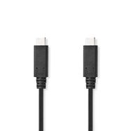 USB Cable | USB 3.2 Gen 2 | USB-C™ Male | USB-C™ Male | 240 W | 8K@30Hz | 10 Gbps | Nickel Plated | 1.00 m | Round | PVC | Black | Label