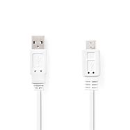 USB Cable | USB 2.0 | USB-A Male | USB Micro-B Male | 480 Mbps | Nickel Plated | 1.00 m | Flat | PVC | White | Envelope