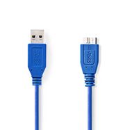 USB Cable | USB 3.2 Gen 1 | USB-A Male | USB Micro-B Male | 5 Gbps | Nickel Plated | 5.00 m | Round | PVC | Blue | Envelope