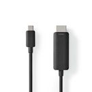 USB-C™ Adapter | USB 3.2 Gen 1 | USB-C™ Male | HDMI™ Connector | 4K@60Hz | 1.00 m | Round | Nickel Plated | PVC | Black | Envelope