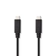 USB Cable | USB 3.2 Gen 2 | USB-C™ Male | USB-C™ Male | 15 W | 10 Gbps | Nickel Plated | 1.00 m | Round | PVC | Black | Tag