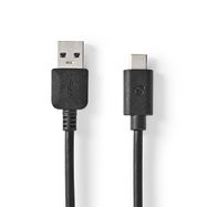 USB Cable | USB 3.2 Gen 2 | USB-A Male | USB-C™ Male | 60 W | 10 Gbps | Nickel Plated | 1.00 m | Round | PVC | Black | Box