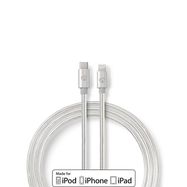 Lightning Cable | USB 2.0 | Apple Lightning 8-Pin | USB-C™ Male | 480 Mbps | Gold Plated | 1.00 m | Round | Braided / Nylon | Aluminium / Silver | Cover Window Box