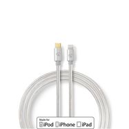 Lightning Cable | USB 2.0 | USB-C™ Male | Apple Lightning 8-Pin | 480 Mbps | Gold Plated | 2.00 m | Round | Braided / Nylon | Aluminium | Cover Window Box
