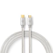 USB Cable | USB 2.0 | USB-C™ Male | USB Micro-B Male | 10 W | 480 Mbps | Gold Plated | 3.00 m | Round | Braided / Nylon | Aluminium | Cover Window Box