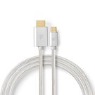 USB-C™ Adapter | USB 3.2 Gen 1 | USB-C™ Male | HDMI™ Connector | 4K@60Hz | 18 Gbps | 2.00 m | Round | Gold Plated | Braided / Nylon | Aluminium | Cover Window Box