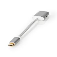 USB-C™ Adapter | USB 3.2 Gen 1 | USB-C™ Male | HDMI™ Output | 4K@60Hz | Power delivery | 0.20 m | Round | Gold Plated | Braided / Nylon | Silver | Cover Window Box