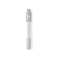 USB-C™ Adapter | USB 2.0 | USB-C™ Male | 3.5 mm Female | 0.08 m | Round | Gold Plated | Braided / Nylon | Silver / White | Cover Window Box