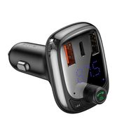 Автомобильный FM модулятор с Bluetooth 12-24V 2xUSB + USB-C 5A, светодиодная индикация, черный