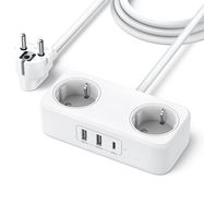 Удлинитель 1,8м 2 розетки с зарядным устройством USB (2x USB-A макс 18Вт, USB-C макс 30Вт) белый DigiNest CD280 UGREEN