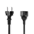 Power Cable | Plug with earth contact male | Plug with earth contact female | Straight | Straight | Nickel Plated | 5.00 m | Round | PVC | Black | Box