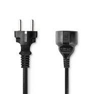 Power Cable | Plug with earth contact male | Plug with earth contact female | Straight | Straight | Nickel Plated | 5.00 m | Round | PVC | Black | Box