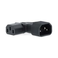 Extension Plug | IEC-320-C13 | IEC-320-C14 | Angled Left | Nickel Plated | PVC | Black | Box | 1 pcs